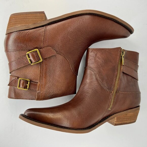 Lucky Brand Womens LK-Caelyn Tortoise Brown Leather Bootie Size 10M Ankle Boots - Picture 7 of 9
